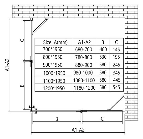 Erga Bern Double, sprchový kout s 2-křídlými dveřmi 70(dveře) x 70(dveře) x 195 cm, 6mm čiré sklo, černý profil, ERG-V02-BERN-D070D070-CL-BK
