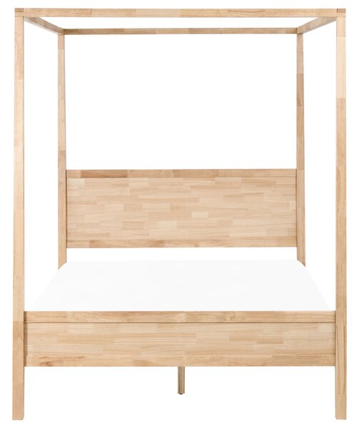 Postel s baldachýnem Dřevo HAUTERIVES 160 x 200 cm Světle hnědá