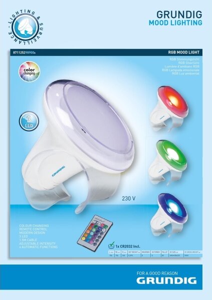Grundig - LED RGB Stmívatelná stolní lampa LED/1W/230V + dálkové ovládání