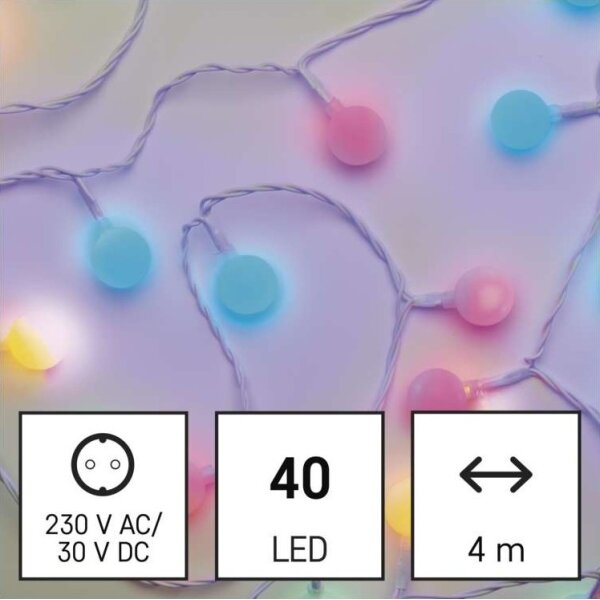 LED venkovní řetěz 40xLED/9m IP44 multicolor