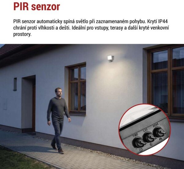 EMOS Lighting LED reflektor TAMBO EVO se senzorem pohybu, 20 W, 2000 lm, IP44, černý
