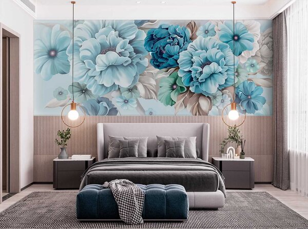 Fototapety Jemné modré květy, Fototapety 3D, Fototapety 3d květiny, u59900 : uwalls.cz