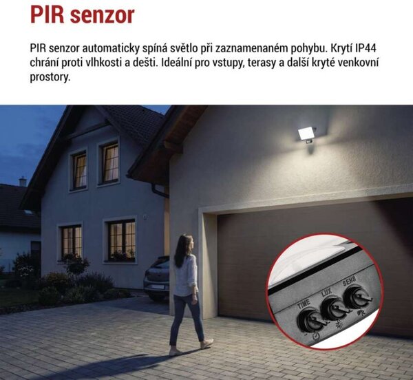 EMOS Lighting LED reflektor TAMBO EVO se senzorem pohybu, 30 W, 3000 lm, IP44, černý