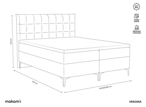 Taupe boxspring postel s úložným prostorem 180x200 cm Mikana – Makamii