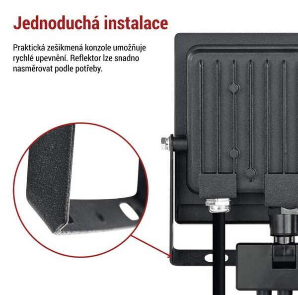 EMOS Lighting LED reflektor TAMBO EVO se senzorem pohybu, 30 W, 3000 lm, IP44, černý