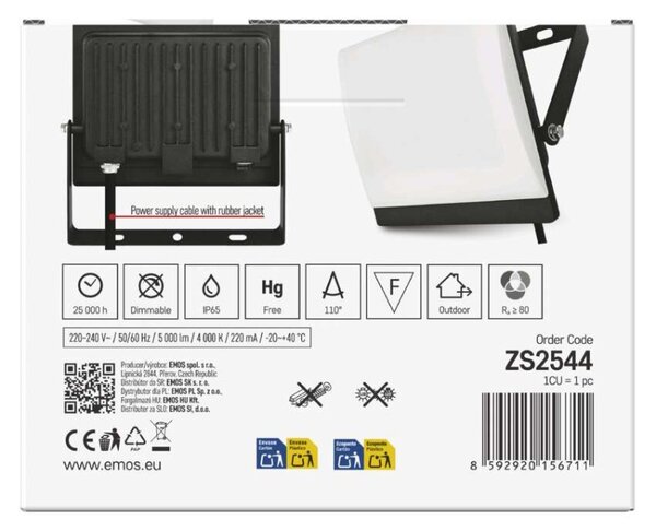 EMOS Lighting LED reflektor TAMBO EVO, 50 W, 5000 lm, IP65, černý