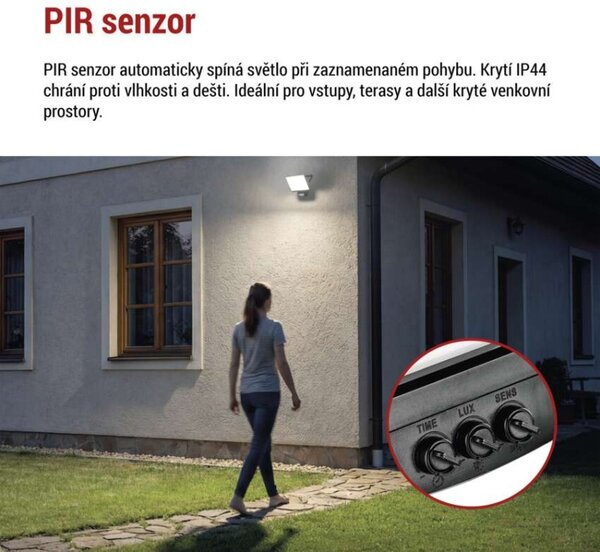 EMOS Lighting LED reflektor TAMBO EVO se senzorem pohybu, 50 W, 5000 lm, IP44, černý