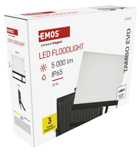 EMOS Lighting LED reflektor TAMBO EVO, 50 W, 5000 lm, IP65, černý