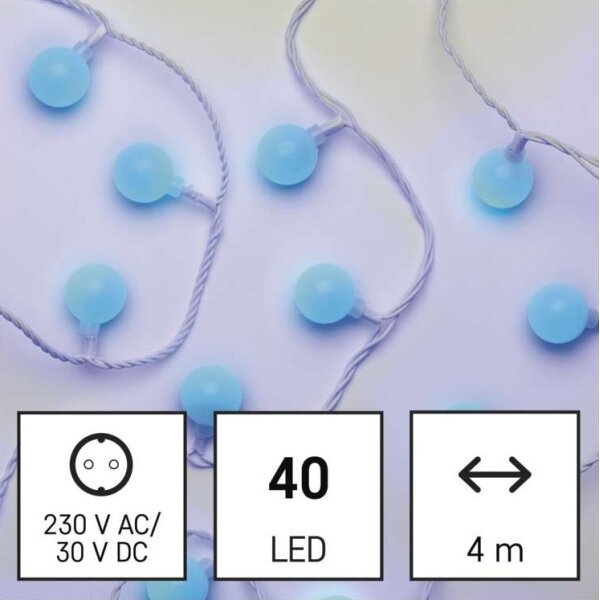 LED venkovní řetěz 40xLED/9m IP44 modrá