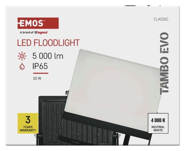 EMOS Lighting LED reflektor TAMBO EVO, 50 W, 5000 lm, IP65, černý