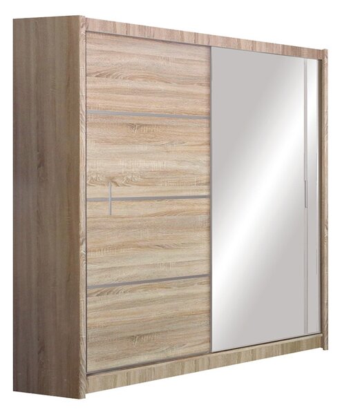 Skříň s posuvnými dveřmi z zrcadlem Vista 180 cm - Dub sonoma
