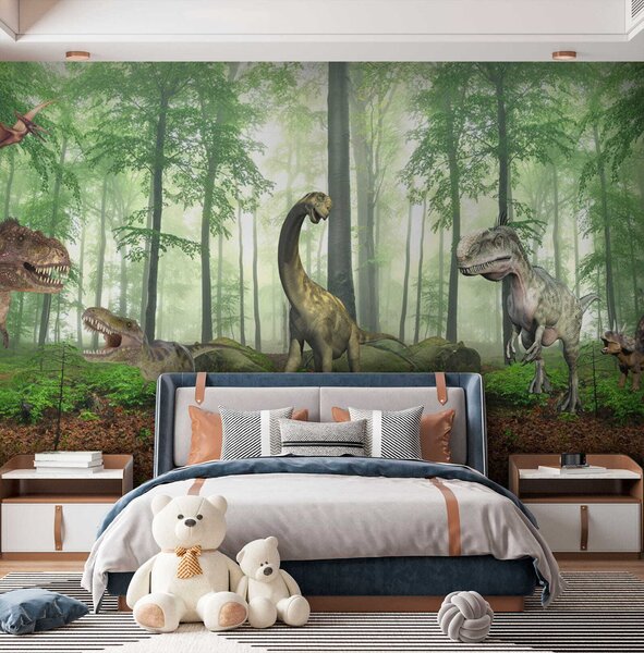 Fototapeta Skupina dinosaurů v lese, Dětské fototapety, Populární fototapety, u60039 - Tapeko.co.cz