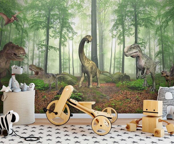 Fototapeta Skupina dinosaurů v lese, Dětské fototapety, Populární fototapety, u60039 - Tapeko.co.cz