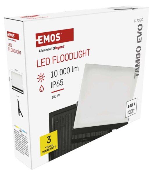 EMOS Lighting LED reflektor TAMBO EVO, 100 W, 10 000 lm, IP65, černý