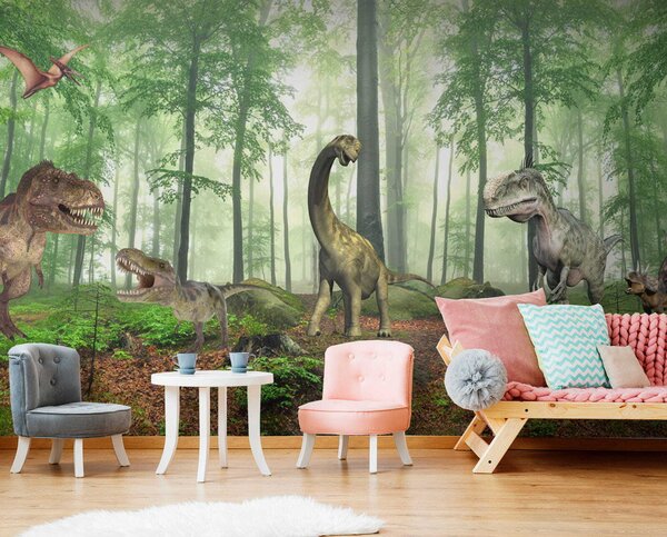 Fototapeta Skupina dinosaurů v lese, Dětské fototapety, Populární fototapety, u60039 - Tapeko.co.cz