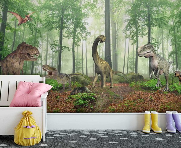 Fototapeta Skupina dinosaurů v lese, Dětské fototapety, Populární fototapety, u60039 - Tapeko.co.cz