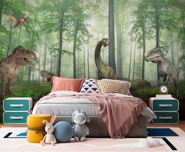 Fototapeta Skupina dinosaurů v lese, Dětské fototapety, Populární fototapety, u60039 - Tapeko.co.cz