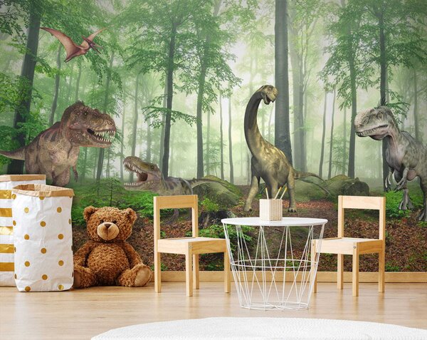 Fototapeta Skupina dinosaurů v lese, Dětské fototapety, Populární fototapety, u60039 - Tapeko.co.cz
