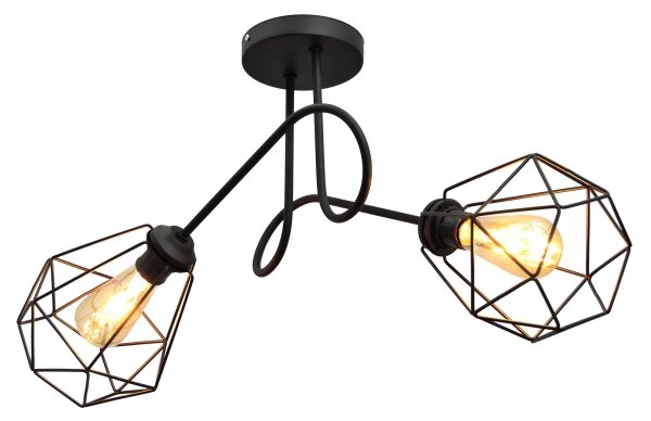 Přisazený lustr KARO 2xE27/15W/230V černá