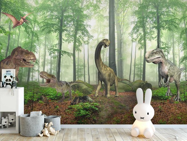 Fototapeta Skupina dinosaurů v lese, Dětské fototapety, Populární fototapety, u60039 - Tapeko.co.cz