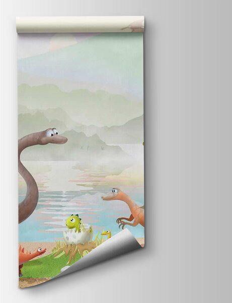 Fototapeta Skupina dinosaurů u jezera, Dětské fototapety, Populární fototapety, u60040 - Tapeko.co.cz