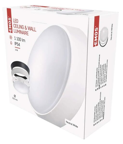 Emos lighting LED přisazené svítidlo ZURI, kruhové č/b 14W neutrální bílá, IP54 1539072141