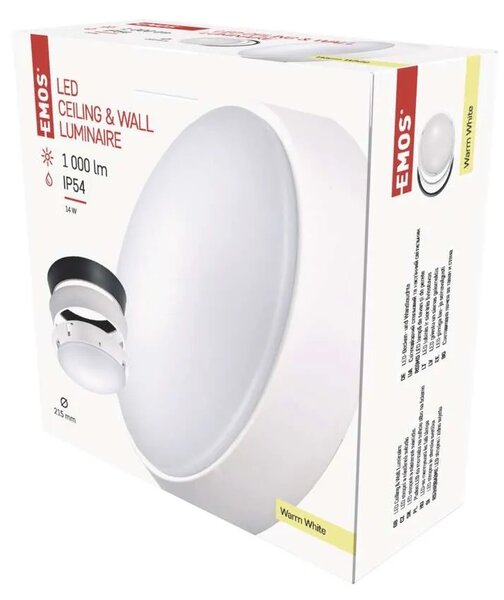 Emos lighting LED přisazené svítidlo ZURI, kruhové černá/bílá 14W teplá bílá, IP54 1539071140