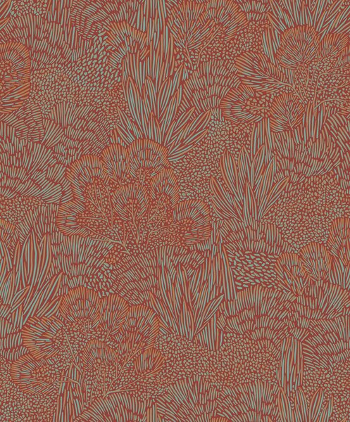 Tyrkysovo-červená vliesová tapeta na zeď, krajina, stromy, BA26063, Brazil, Decoprint
