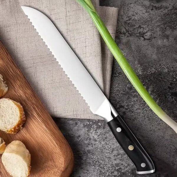 Kuchyňský nůž na pečivo Hanzo Black DE SaKuRo 20 cm