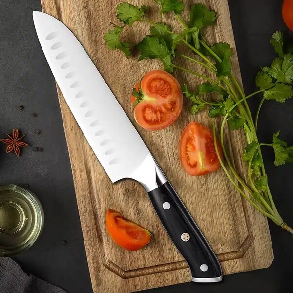 Kuchyňský nůž Santoku Hanzo Black DE SaKuRo 18 cm