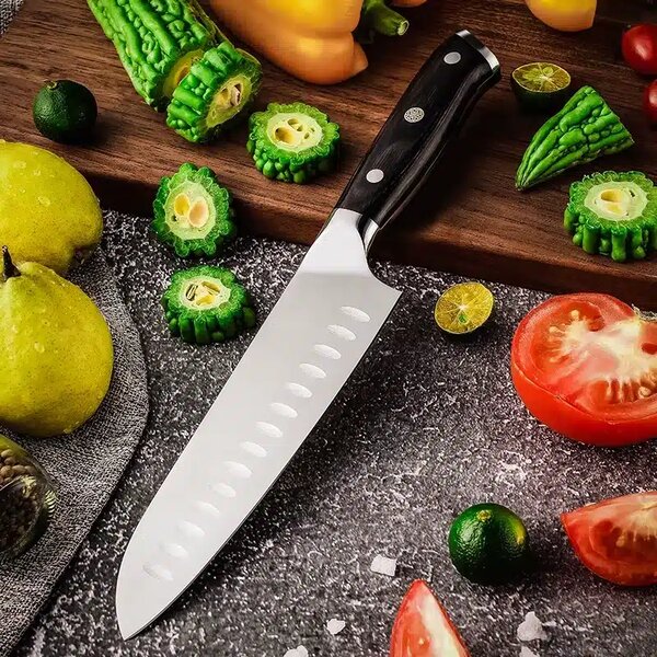 Kuchyňský nůž Santoku Hanzo Black DE SaKuRo 18 cm