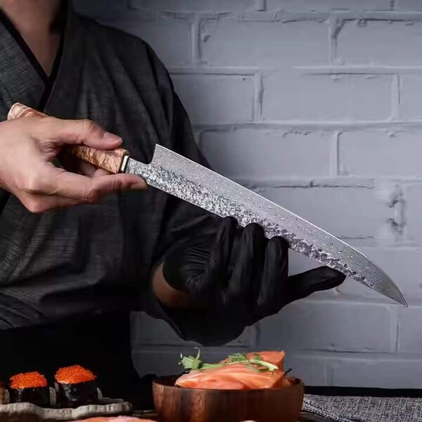 Sushi nůž z damaškové oceli SaKuro Sashimi Sakimaru 26,9 cm