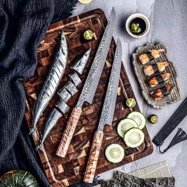 Sushi nůž z damaškové oceli SaKuro Sashimi Sakimaru 26,9 cm