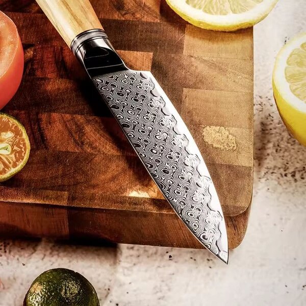Loupací nůž z damaškové oceli SaKuRo Olive 10,2 cm