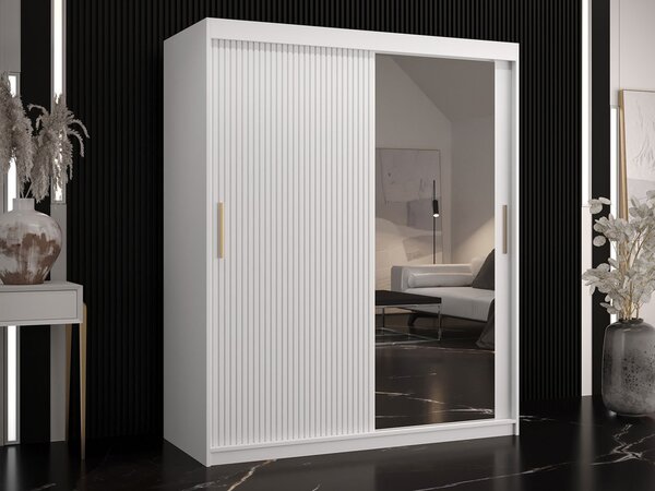 Šatní skříň se zrcadlem Towiro Slim 2 150, Barva: černá 5903211254246
