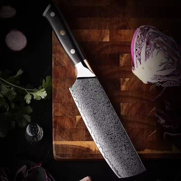 Japonský nůž nakiri z damaškové oceli SaKuRo G10 17 cm