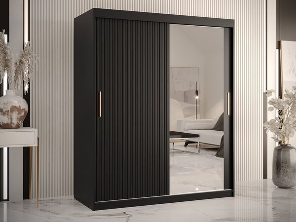 Šatní skříň se zrcadlem Towiro Slim 2 150, Barva: černá 5903211254246