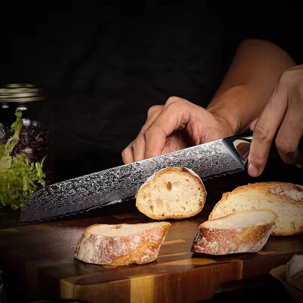 Nůž na pečivo z damaškové oceli SaKuRo G10 20,3 cm