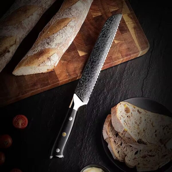 Nůž na pečivo z damaškové oceli SaKuRo G10 20,3 cm