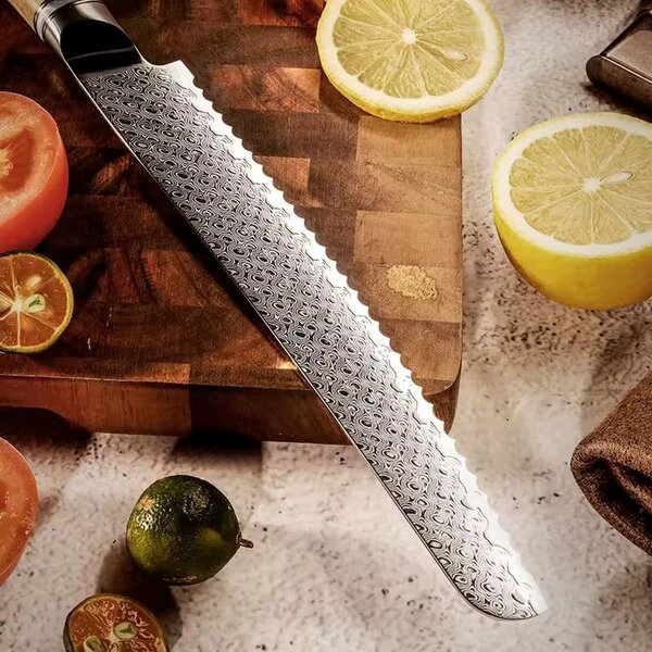 Kuchyňský nůž na pečivo z damaškové oceli SaKuRo Olive 20,3 cm