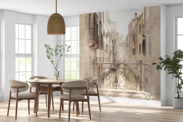 Fototapeta Most přes kanál mezi budovami, Fototapeta s panoramatem města, Populární fototapety, u60320 - Tapeko.co.cz