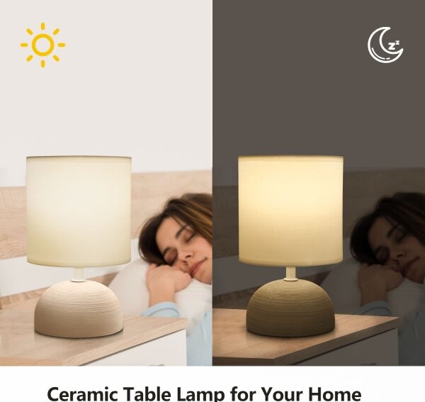Aigostar - Stolní lampa 1xE14/40W/230V béžová/bílá