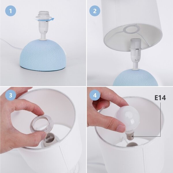 Aigostar - Stolní lampa 1xE14/40W/230V modrá/bílá