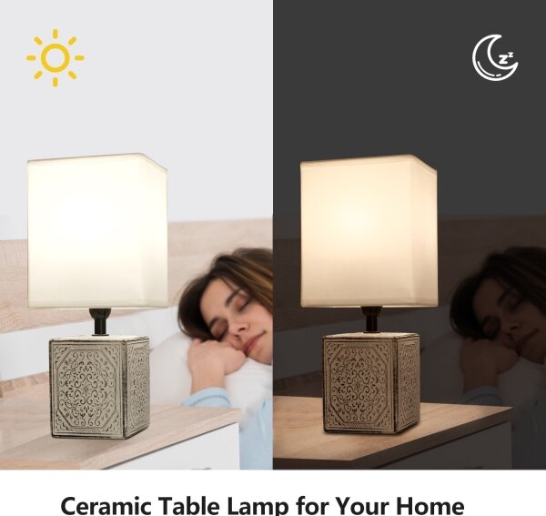 Aigostar - Stolní lampa 1xE14/40W/230V šedá/bílá