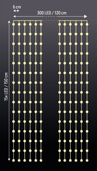 BRILAGI - LED Vánoční závěs 300xLED/8 funkcí/3xAA/USB 1,2m teplá bílá