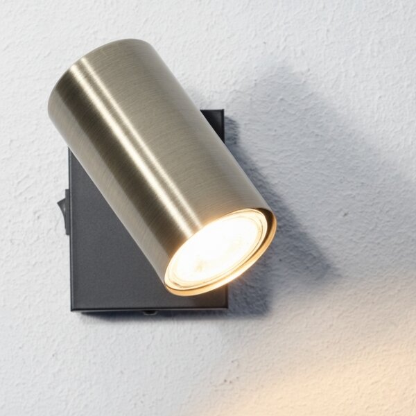 Globo 57911-1M - Nástěnné bodové svítidlo ROBBY 1xGU10/25W/230V černá/mosaz