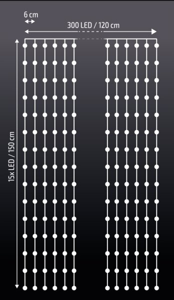Brilagi - LED Vánoční závěs 300xLED/8 funkcí/3xAA/USB 1,2m studená bílá