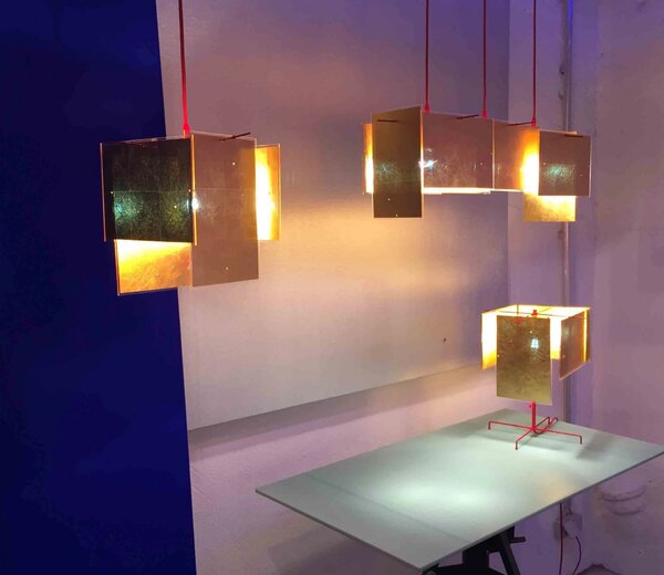 Ingo Maurer designová závěsná svítidla 24 Karat Blau M (rozšiřující díl pravý/levý)