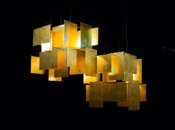 Ingo Maurer designová závěsná svítidla 24 Karat Blau M (rozšiřující díl pravý/levý)