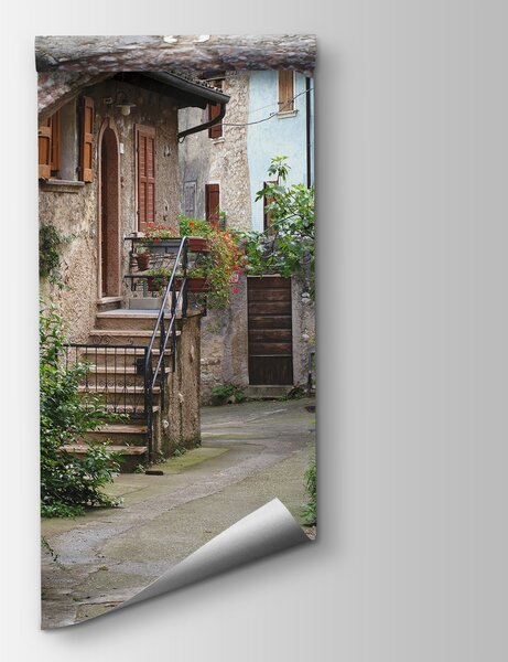 Fototapeta Kamenný oblouk s rostlinami a schody, Fototapeta s panoramatem města, Populární fototapety, u60588 - Tapeko.co.cz